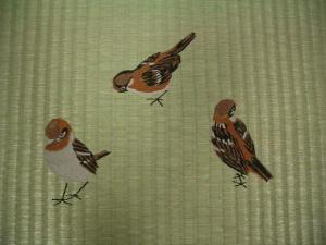 刺繍入り畳　-寒すずめ-