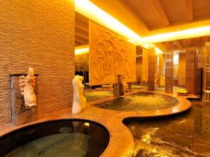 スパには、シャワーブース×5、バイブラバス×1、冷水の浴槽×1、ドライサウナ×1を併設しております。