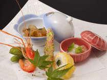アユの卵のうるかを含んだ前菜（一例
