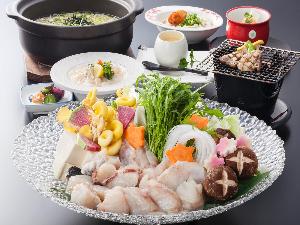 地元福良湾の「淡路島３年とらふぐ」を使用したてっちり鍋コースプラン≪料理イメージ≫