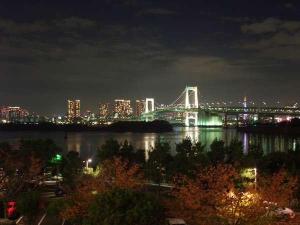 お台場より対岸に輝く夜景は一見の価値有。ゆりかもめ車窓からの景色も絶景です。