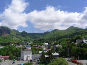 蔵王温泉街の眺め