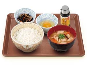 朝食イメージ（当館1階　すき家）　※仕入れの都合により、メニュー内容を変更することがあります