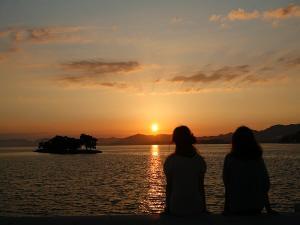 宍道湖の美しい夕日