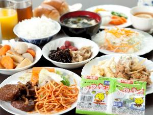 ★【無料朝食一例】シンプルなメニュー内容ながらお袋の味を思い出す日替わりのご朝食♪