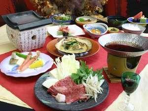 『蔵王牛のすき焼き』『ほたて陶板焼き』付会席
