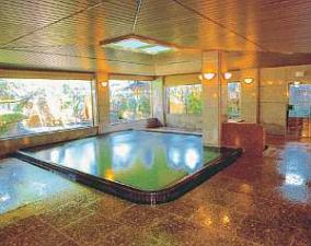 薄色の湯が特徴の宝来温泉(男湯)