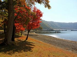 紅葉の十和田湖畔