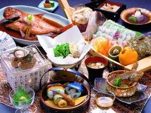 【漁師おすすめプランの一例】さざえ壺焼、部屋毎に金目鯛煮付・鯛の舟盛付
