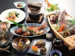【漁師おすすめプランの一例】さざえ壺焼、部屋毎に金目鯛煮付・鯛の舟盛付