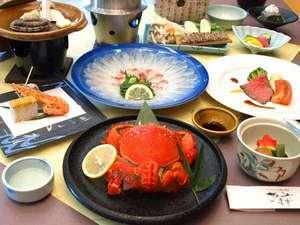 あわび・あさひ蟹プランの料理一例