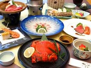 牛ステーキ・あさひ蟹プランの料理一例