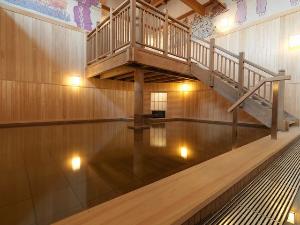 ■1Ｆ大浴場（地下）「豊雅殿」檜の湯／香り高い檜風呂で癒しのひとときをお過ごしください。