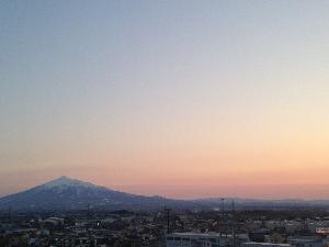 岩木山と夕焼け
