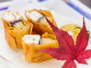 地魚と秋茄子の春巻き