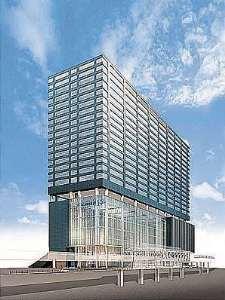 ゆりかもめを降りてすぐ、黒い外観の建物です。