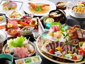 【海幸コース】至れり尽くせり♪伊勢海老の姿造り＆金目鯛のしゃぶしゃぶ＆黒毛和牛ステーキ付★