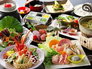 【カップル創作会席(冬編)】伊勢海老天ぷら・金目鯛やクエの柚子鍋・黒毛和牛ステーキ付き！
