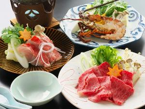 【お鍋は３種類の中からチョイス】(1)金目鯛のしゃぶしゃぶ(2)伊勢海老鍋(3)和牛すき鍋