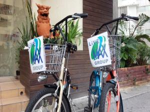 自転車の貸し出しをしております。当日22時まで500円でご利用できます。※先着順、台数限定。