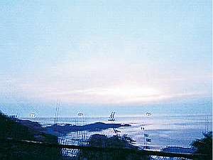七浦荘からの夕陽ー
