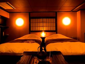 ◆囲炉裏部屋は、ひと部屋ごとに内容が違います。どのタイプも和のテイストが落ち着くツインルーム