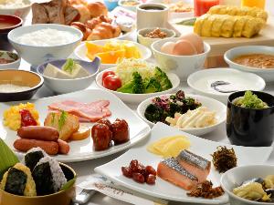 朝食バイキングの一例