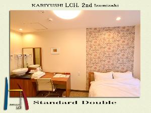 【LCH．2nd】<BR>スタンダードダブル<BR>ベッドサイドに窓があり明るいお部屋となっております。