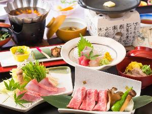 近江牛陶板焼き＆金目鯛だし鍋がメインの秋の会席（イメージ）