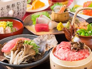 近江牛せいろ蒸し＆松茸土瓶蒸し＆金目鯛朴葉焼きを楽しむ秋のグルメ会席（イメージ）