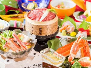 近江牛せいろ蒸しがメインの会席（冬のお料理イメージ）