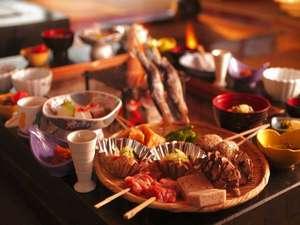 基本プランのご夕食囲炉裏を囲んでの『白山いろり炭美膳』