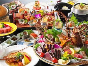 【旬彩物語／朧月コース】伊勢海老姿造り、金目鯛、Ａ５ランク黒毛和牛ステーキ、アワビ釜飯など充実の素材