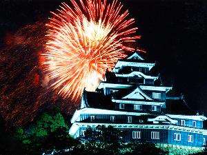 岡山城と花火