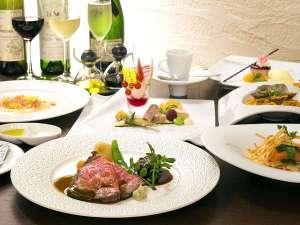 【夕食イメージ】イタリアンテイストと地元の旬菜を織り交ぜた洋食コース料理を。