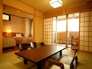 【お部屋】【源泉露天風呂付和洋室/海向き】10畳+ツイン/6名迄◆