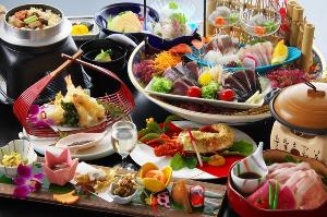 【旬彩物語／花野コース】四万十美鮮豚の陶板焼きにイセエビ豆乳焼き、松茸天麩羅、鰹と土佐梅の釜めし付