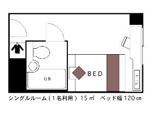 ☆シングルルーム☆■広さ15平米■★間取り図★
