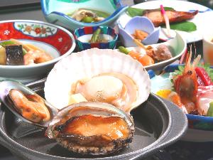 あわび・帆立焼き膳の一例です