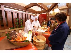 お食事処「味彩」にて、男鹿半島名物「石焼料理」の実演！
