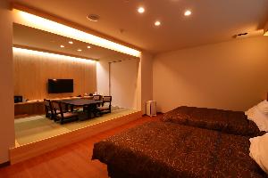 プレミアム和洋室のお部屋です。和室のスペースも完備。ユニバーサル設計のお部屋です。