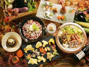★【夕食ビュッフェ／献立例】当館オリジナルの鍋比べや、実演天ぷらなど味わい深い和食料理