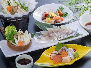スタンダードプランのコース料理。佐伯鰤のしゃぶしゃぶが付きます。