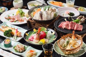 ＜ふぐ鍋付・至福会席＞てっちり、黒毛和牛陶板焼きなど12品★