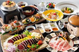【旬彩物語／花野コース】鰹のタタキ7種味比べ付き♪四万十美鮮豚の焼きしゃぶにウツボの揚げ出汁など