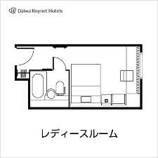 【間取り】レディースルーム<BR>21平米の女性専用客室です。<BR>女性のお客様に喜んで頂けるアメニティーを各種ご用意しております。<BR>◆ベッドサイズ：縦203cm×横140cm