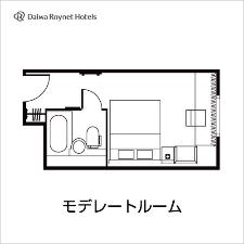 【間取り】モデレートダブルルーム<BR>当館で一番大きなベッドを1台設置致しました、少し贅沢な21平米の客室です。<BR>◆ベッドサイズ：縦203cm×横168cm