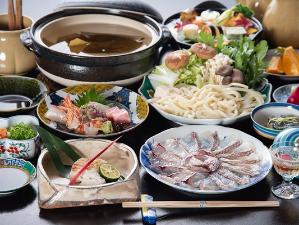 愛媛県産　鯛しゃぶ会席　身が厚く、味がある愛媛の鯛を様々な調理法でご提供いたします。