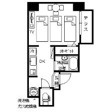 【アネックス館】トリプルルーム26平米見取り図