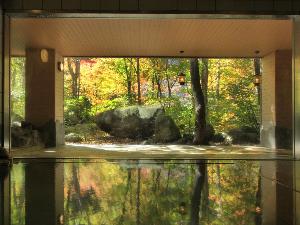 【大自然の湯「川の囁き」】紅葉シーズンのお風呂です♪キレイな風景で癒されてください  